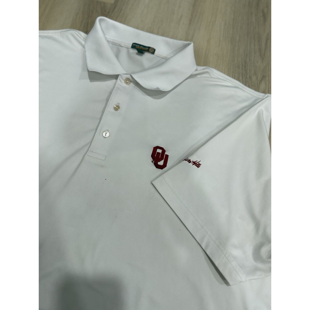 Peter Millar Summer Comfort Polo Mens XXL Oklahoma Sooners White Southern Hills